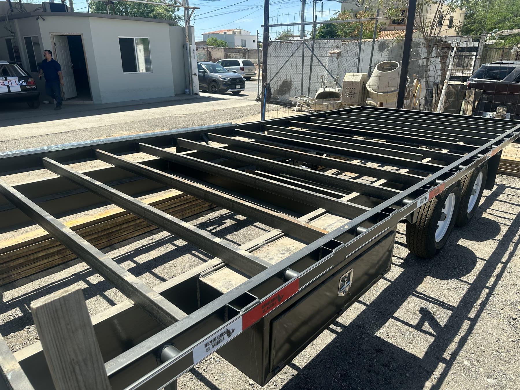Exposed steel chassis prepared for the Rise20 tiny home build