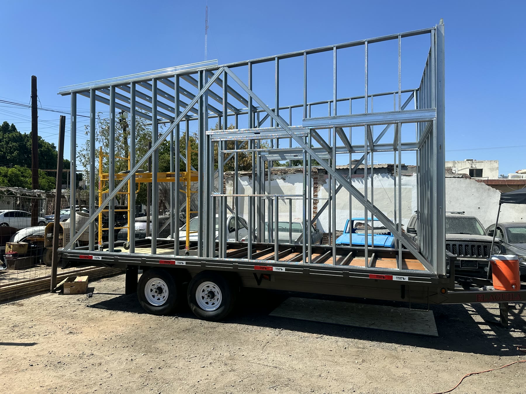 Completed light-gauge steel frame of a Rise20 on its chassis