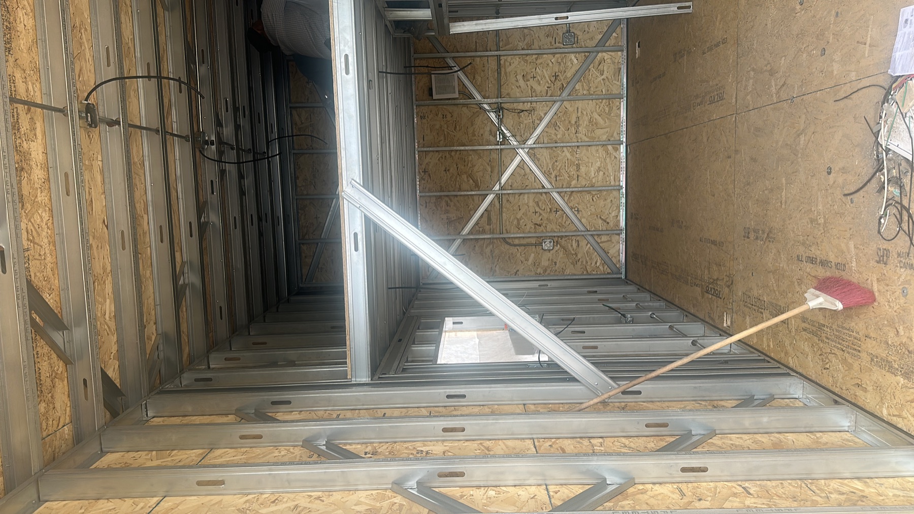 Electrical rough-in inside the steel-framed Rise20 structure