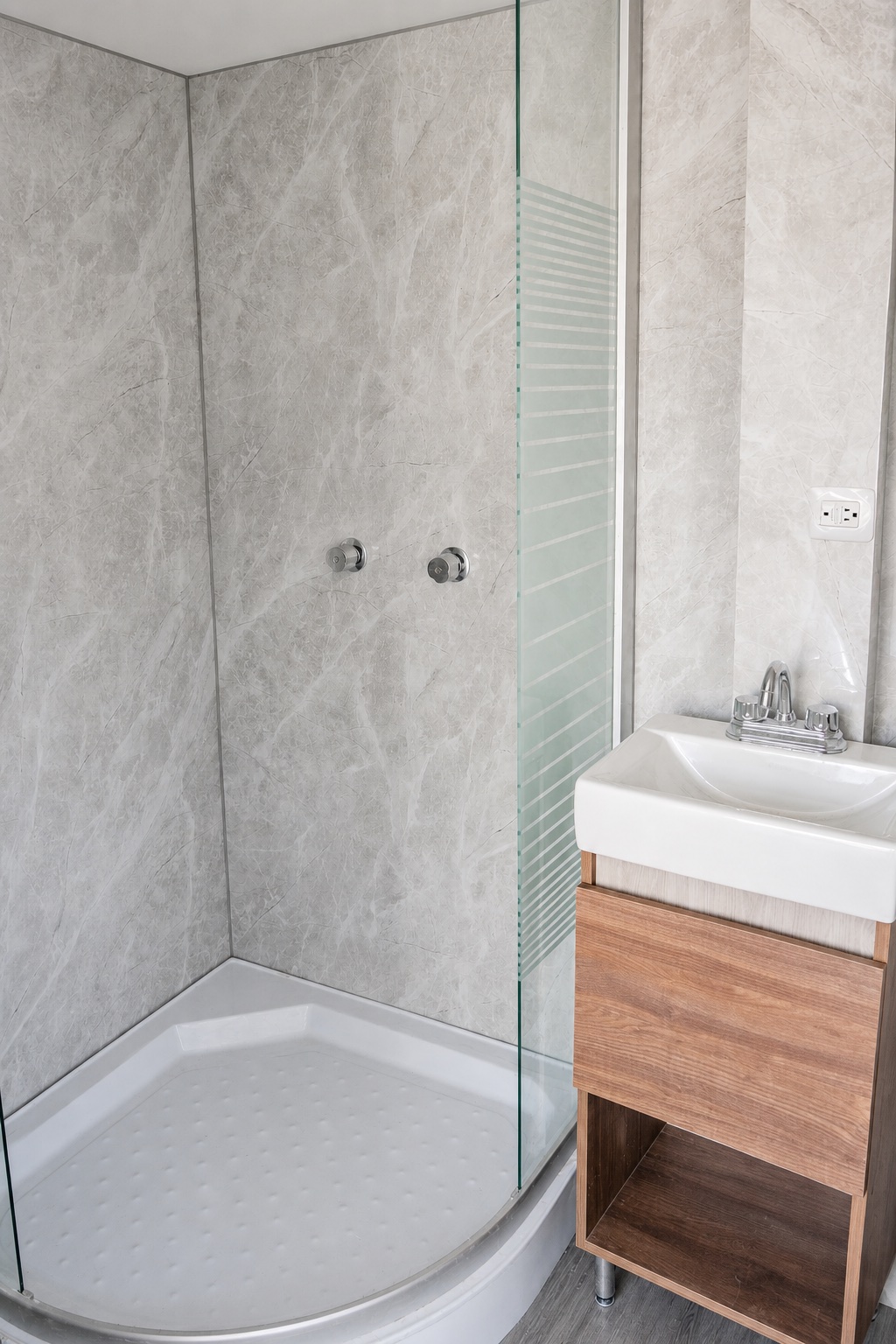 Completed Rise20 shower and bathroom finishes